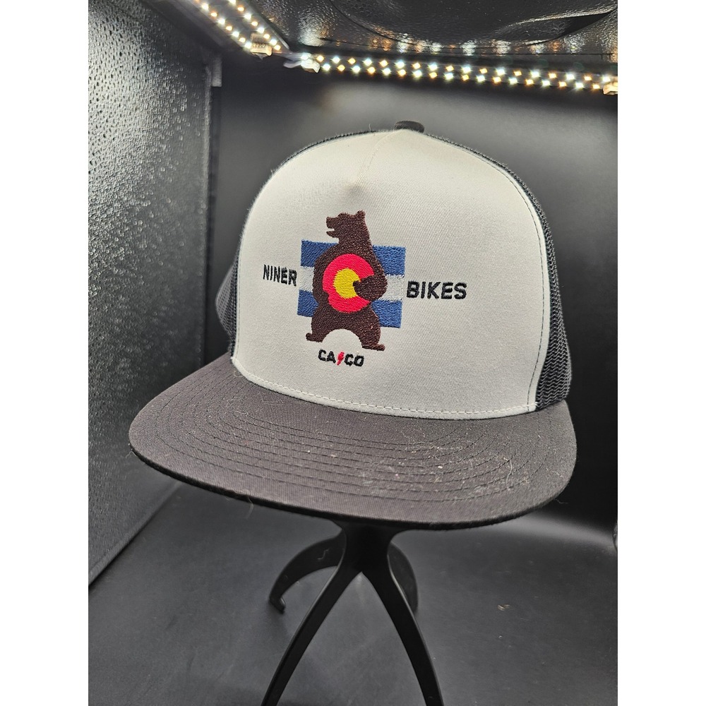 Niner Bikes Colorado Bear Trucker Hat Snapback Mesh Cap White Black Pedal DamnIt